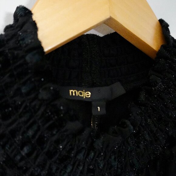 Maje Black Lace Top | Elegant Cropped Lace Blouse - Picture 5 of 5